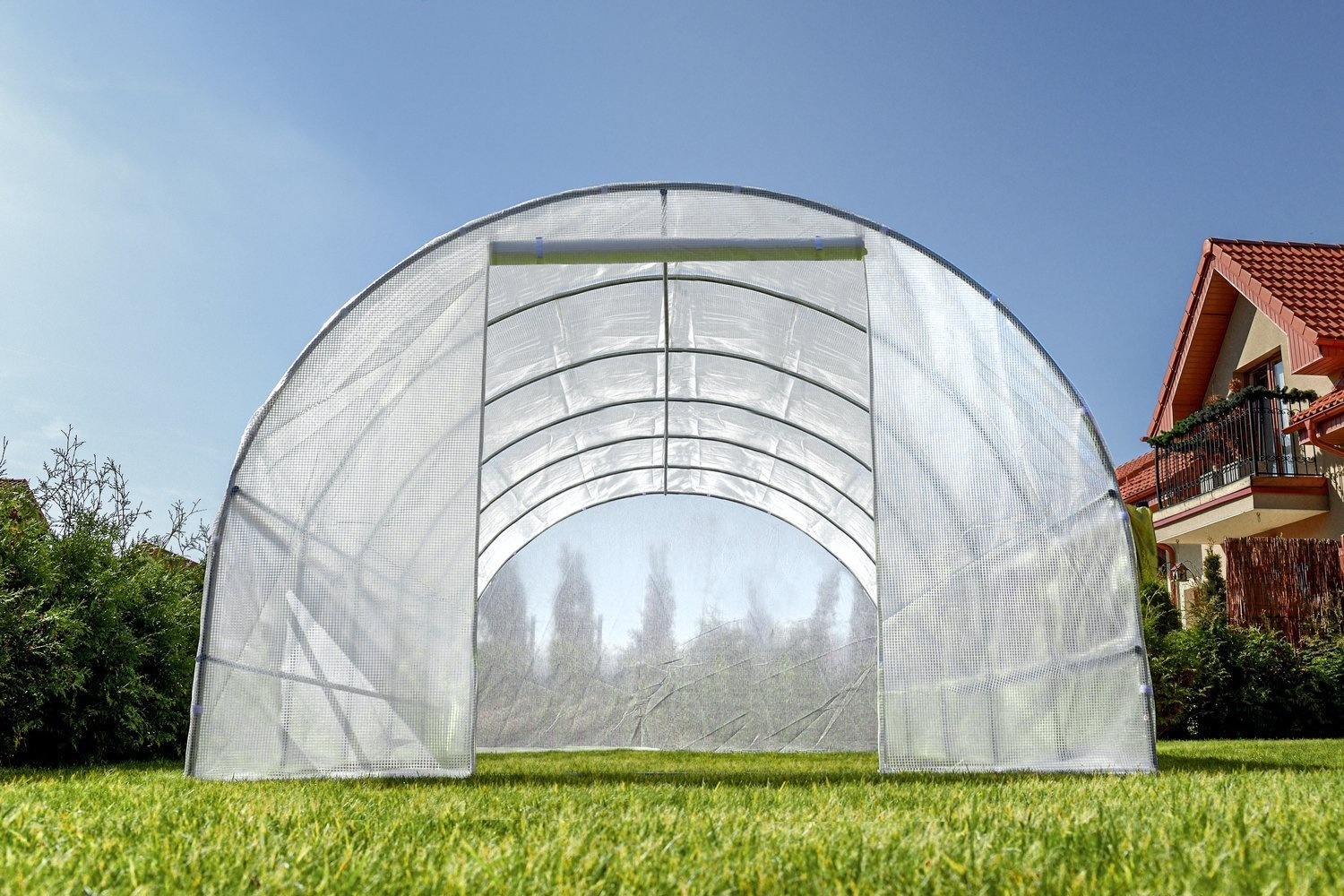 Folietunnel - kweekkas met ramen - 600 x 300 x 200 cm - wit