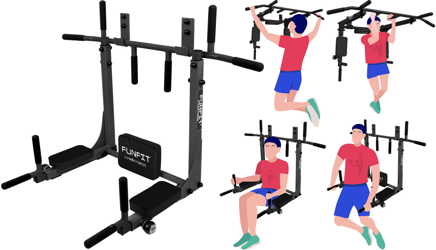 Pull up bar - 110x75x75 cm - 5 grepen - 300kg max.