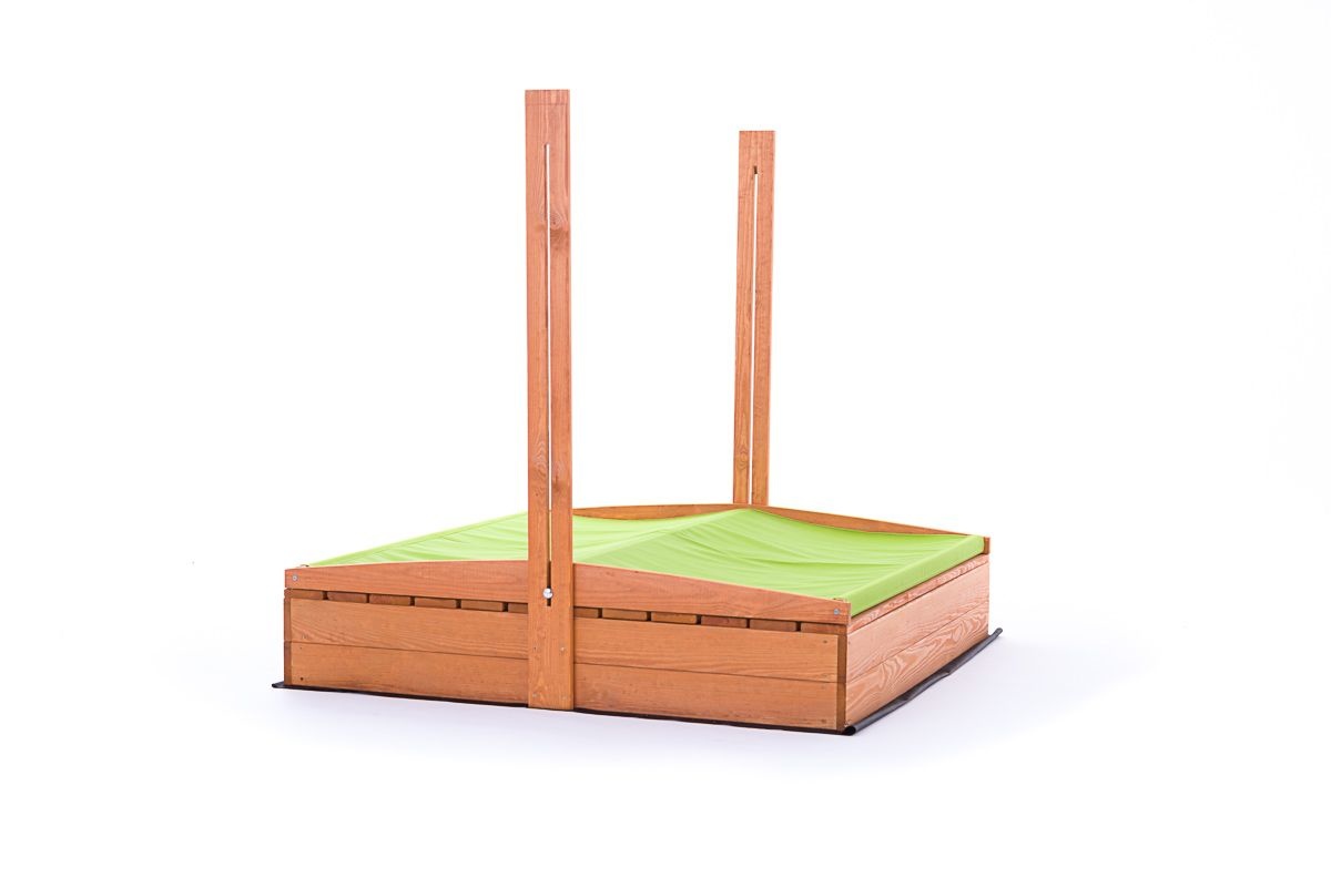 Zandbak - hout - met dak en bankjes - 120x120 cm - groen