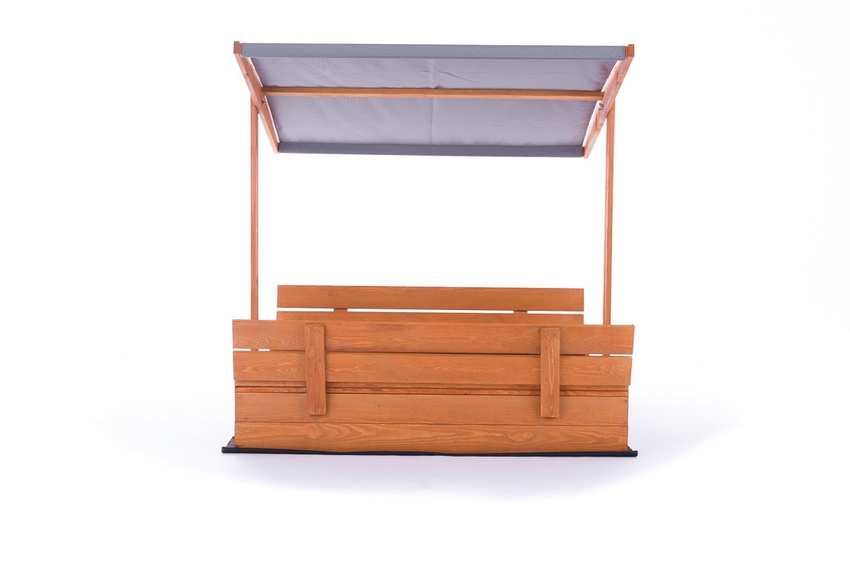 Zandbak - hout - met dak en bankjes - 120x120 cm - grijs