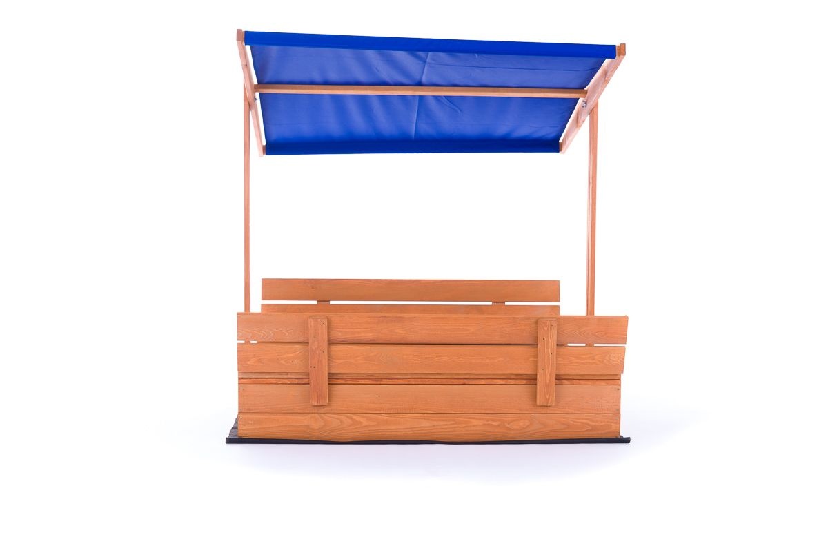 Zandbak - hout - met dak en bankjes - 120x120 cm - blauw