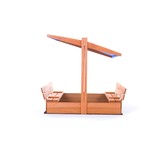 Zandbak - hout - met dak en bankjes - 120x120 cm - blauw