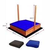 Zandbak - hout - met dak en bankjes - 120x120 cm - blauw