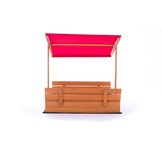 Zandbak - hout - met dak en bankjes - 120x120 cm - rood