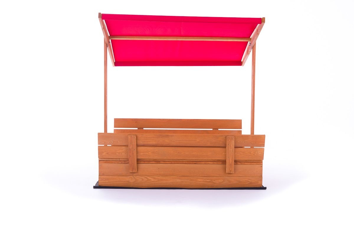 Zandbak - hout - met dak en bankjes - 120x120 cm - rood