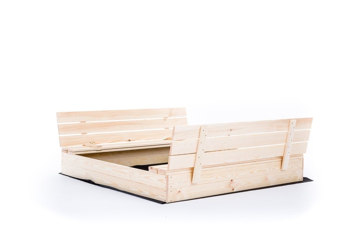 Zandbak - met deksel en bankjes - 120x120 cm - hout