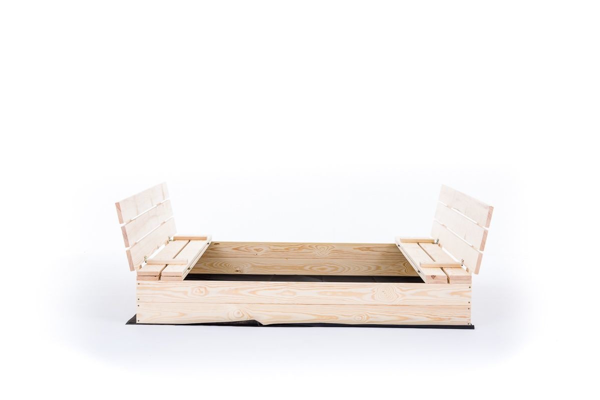 Zandbak - met deksel en bankjes - 120x120 cm - hout
