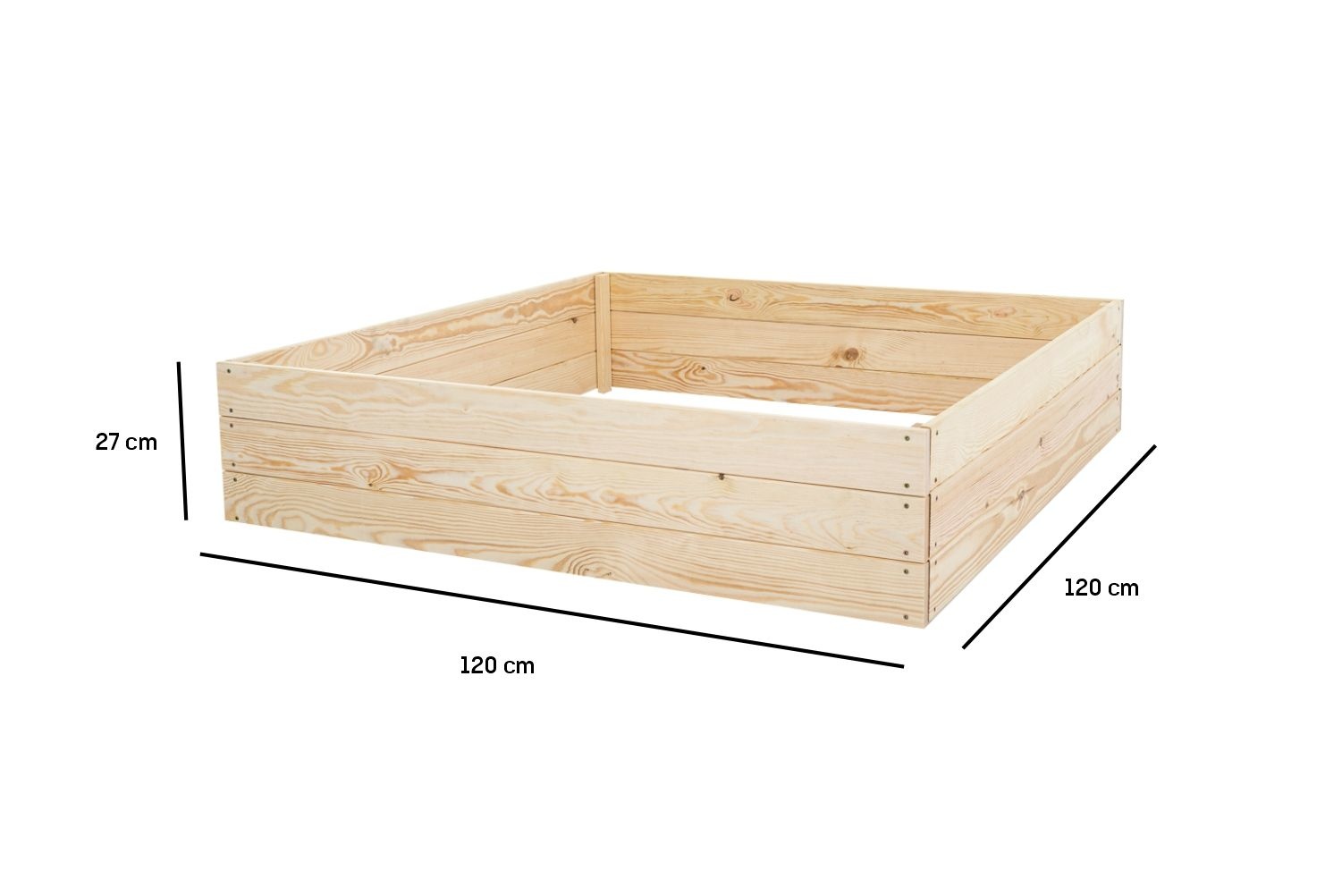 Moestuinbak - kweekbak - 120x120x27 cm - hout - met gronddoek