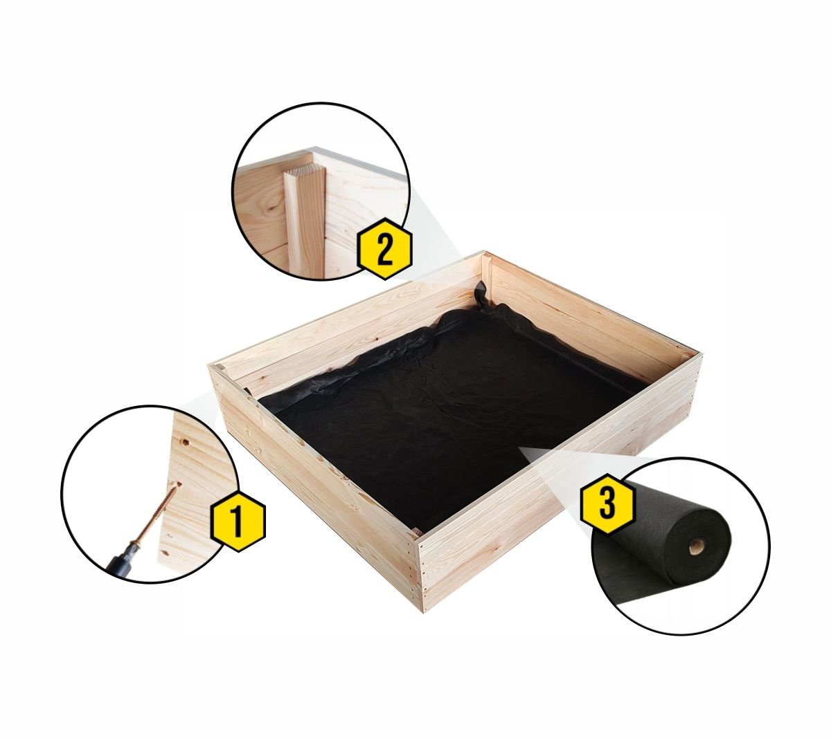 Moestuinbak - kweekbak - 120x120x27 cm - hout - met gronddoek