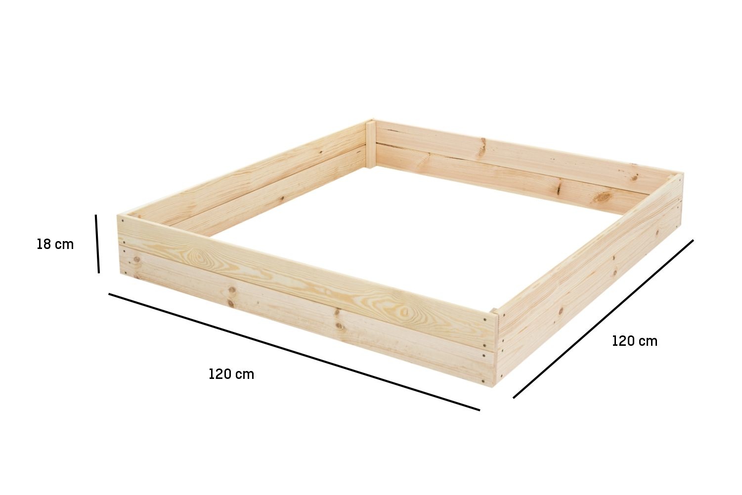 Moestuinbak - kweekbak - 120x120x18 cm - hout - met gronddoek
