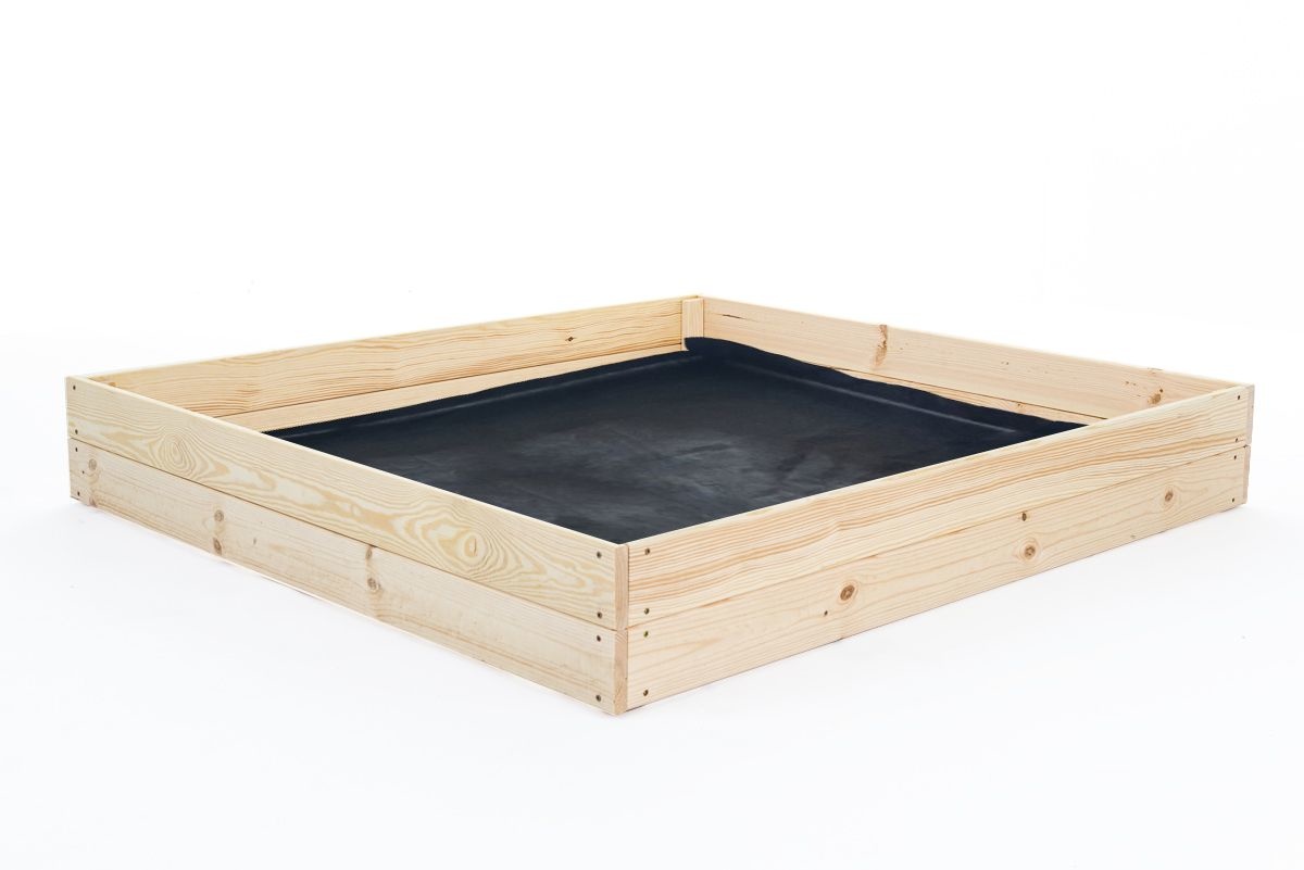 Moestuinbak - kweekbak - 120x120x18 cm - hout - met gronddoek