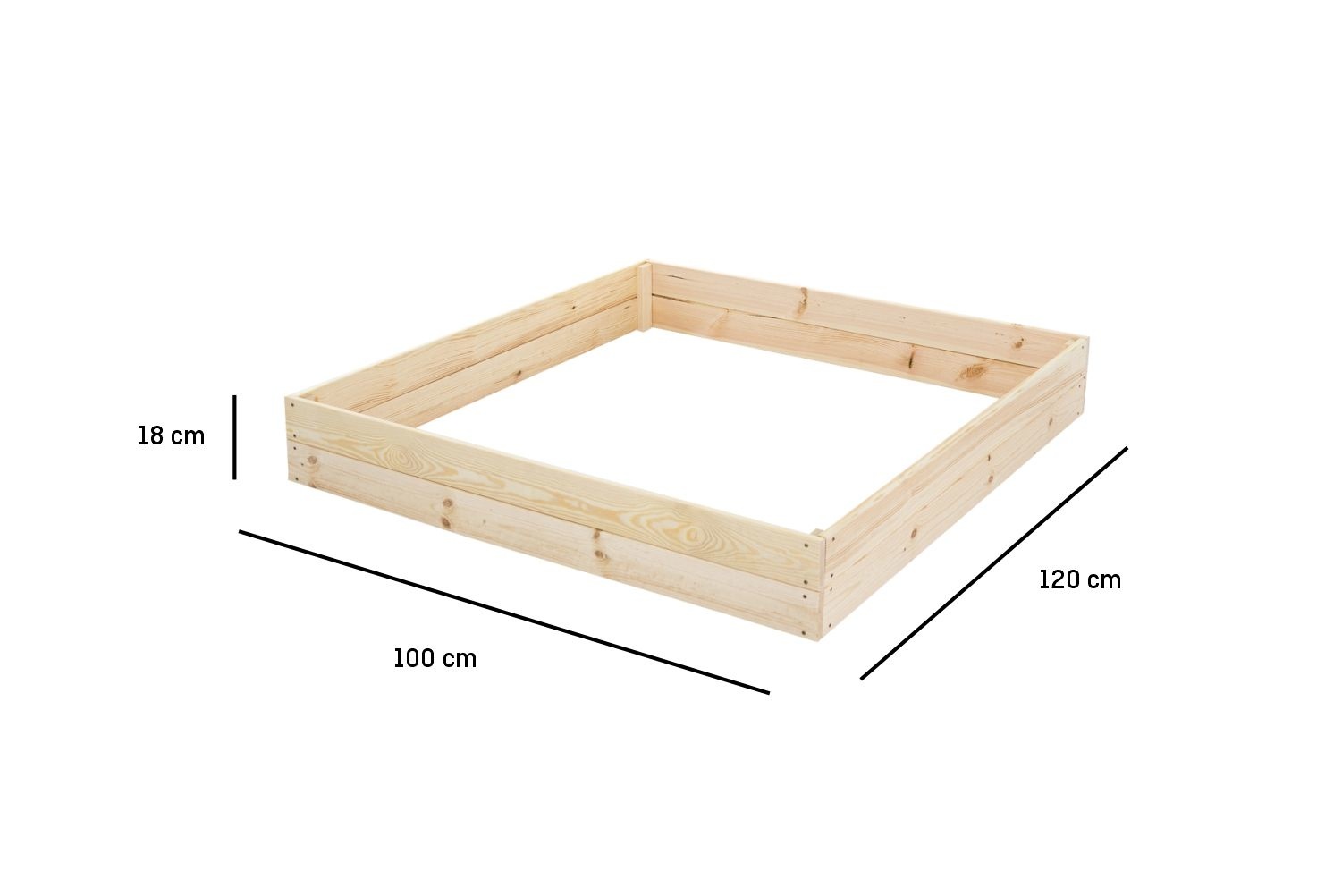 Moestuinbak - kweekbak - 120x100x18 cm - hout - met gronddoek