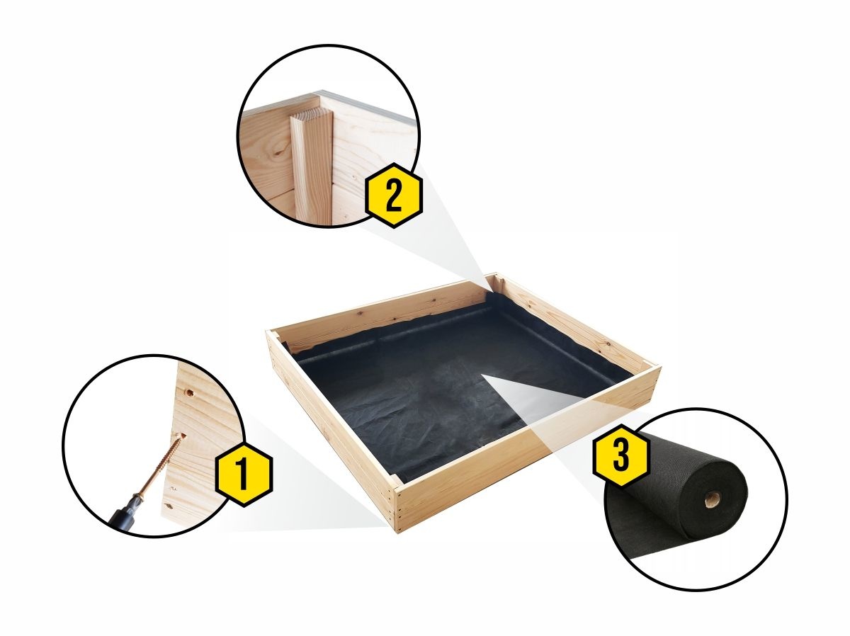 Moestuinbak - kweekbak - 120x100x18 cm - hout - met gronddoek