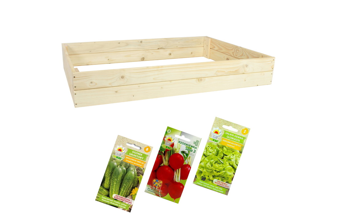 Moestuinbak 200x150x18cm - naaldhout - 3 groentezaden - gratis