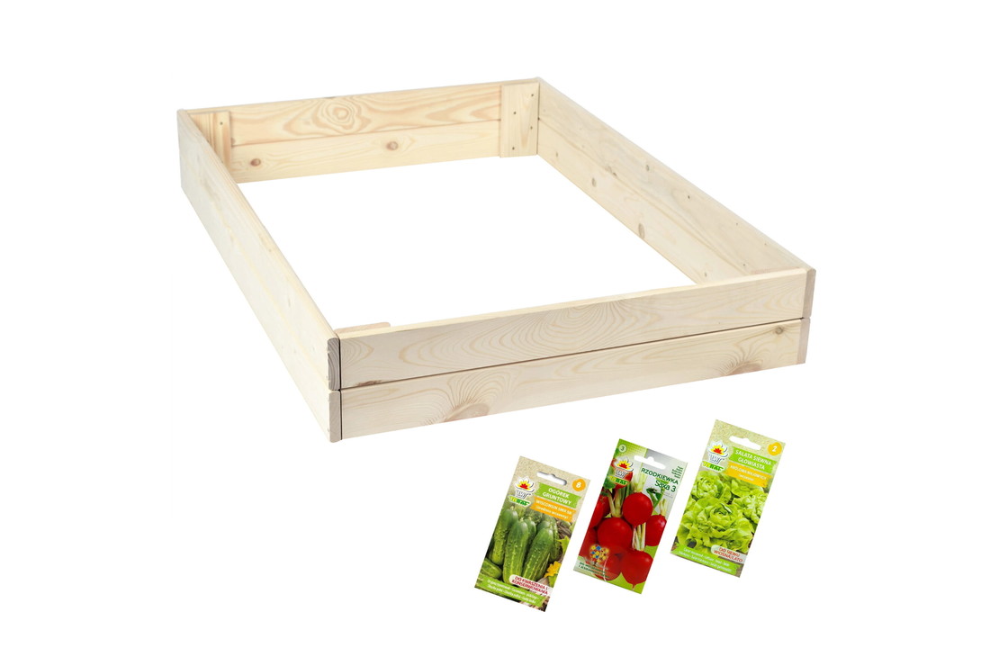 Moestuinbak 200x150x18cm - naaldhout - 3 groentezaden - gratis