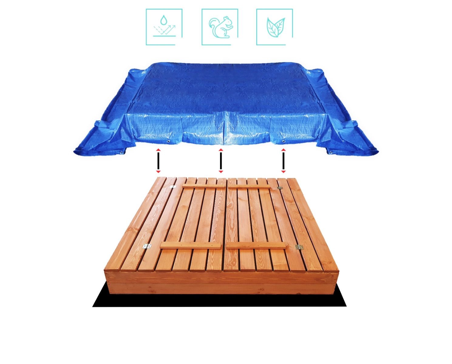 Zandbak - met deksel & bankjes - 140x140cm - geïmpregneerd hout