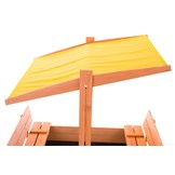 Zandbak - hout - met dak en bankjes - 140x140 cm - geel