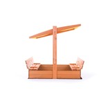 Zandbak - hout - met dak en bankjes - 140x140 cm - geel