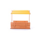 Zandbak - hout - met dak en bankjes - 140x140 cm - geel