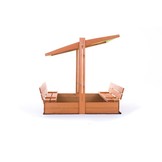 Zandbak - hout - met dak en bankjes - 140x140 cm - groen