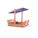 Zandbak - hout - met dak en bankjes - 140x140 cm - blauw