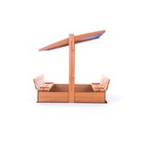 Zandbak - hout - met dak en bankjes - 140x140 cm - blauw