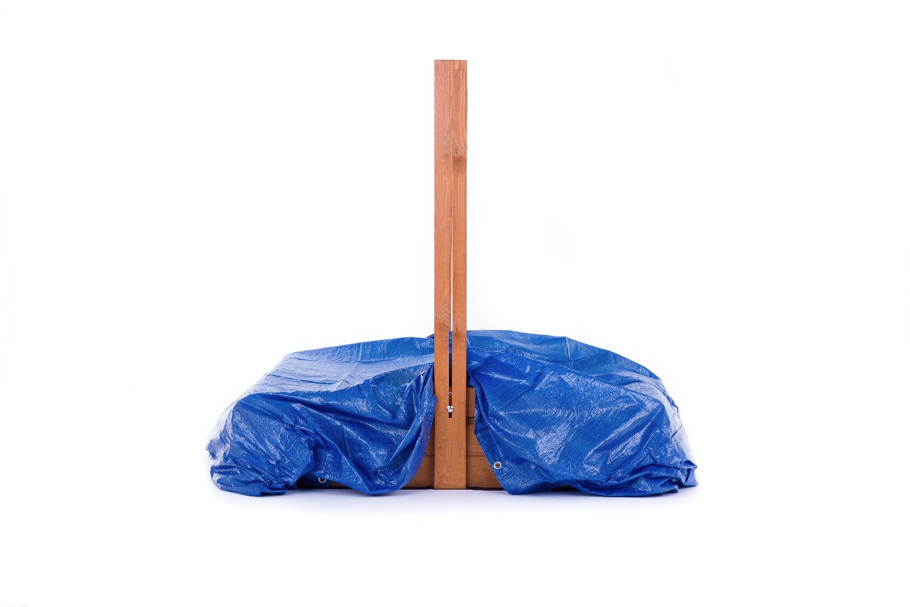 Zandbak - hout - met dak en bankjes - 140x140 cm - blauw