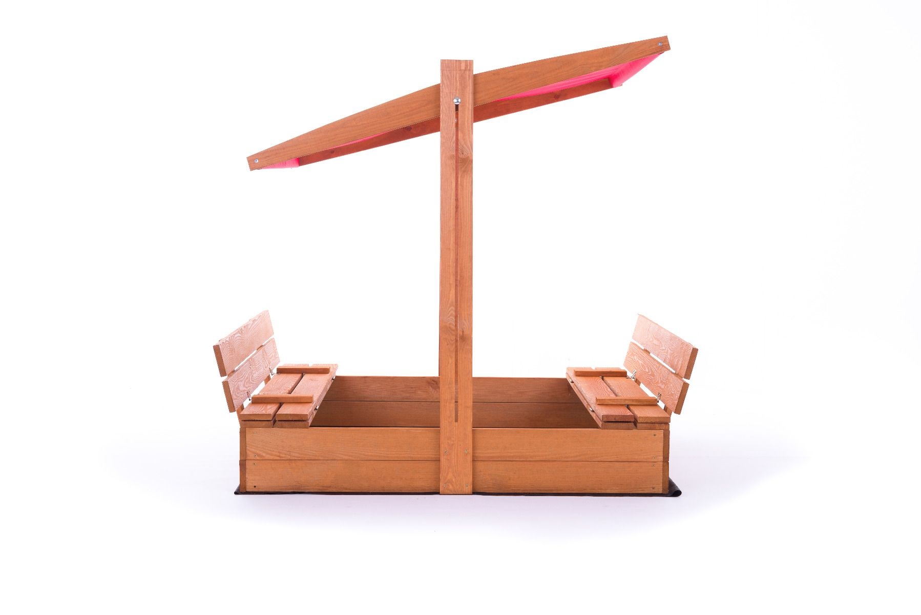 Zandbak - hout - met dak en bankjes - 140x140 cm - rood