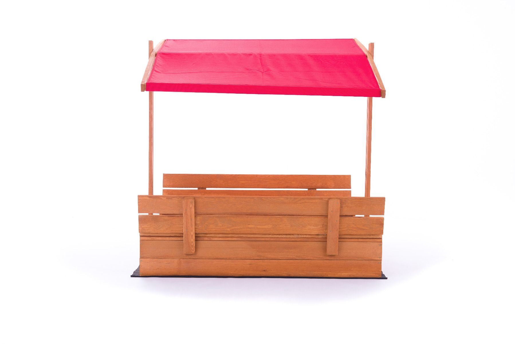 Zandbak - hout - met dak en bankjes - 140x140 cm - rood