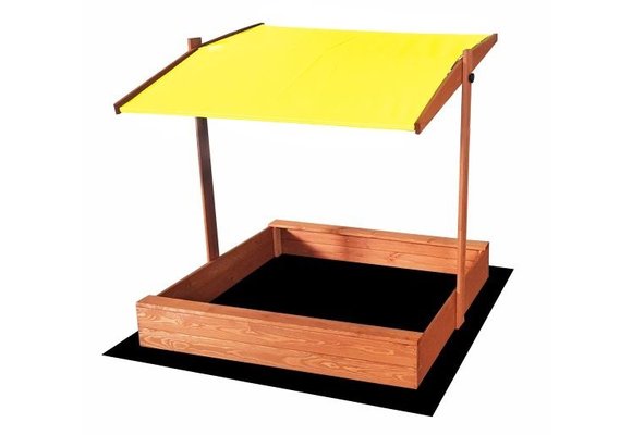 Zandbak - met deksel en dak - hout - 120x120 cm - geel