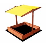 Zandbak - met deksel en dak - hout - 120x120 cm - geel