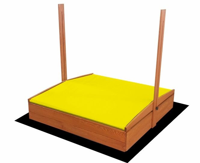 Zandbak - met deksel en dak - hout - 120x120 cm - geel