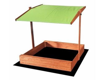 Zandbak - met deksel en dak - hout - 120x120 cm - groen