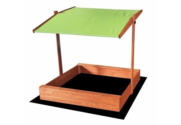 Zandbak - met deksel en dak - hout - 120x120 cm - groen