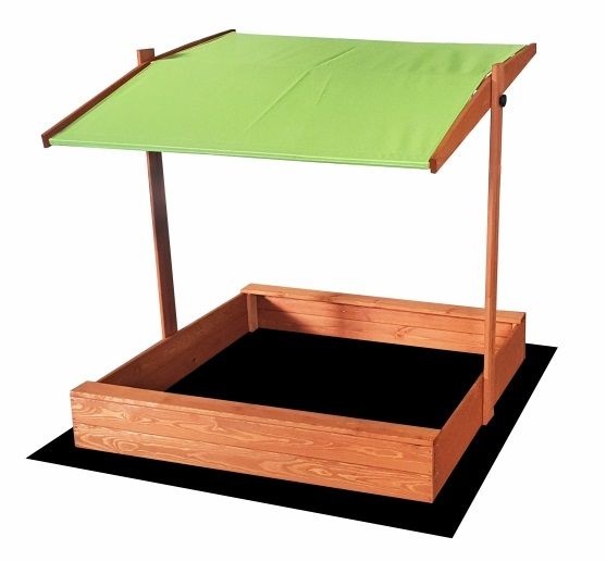 Zandbak - met deksel en dak - hout - 120x120 cm - groen