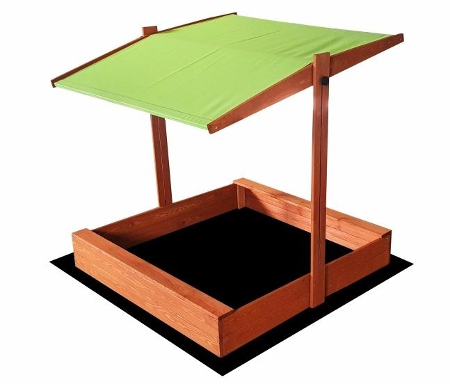 Zandbak - met deksel en dak - hout - 120x120 cm - groen