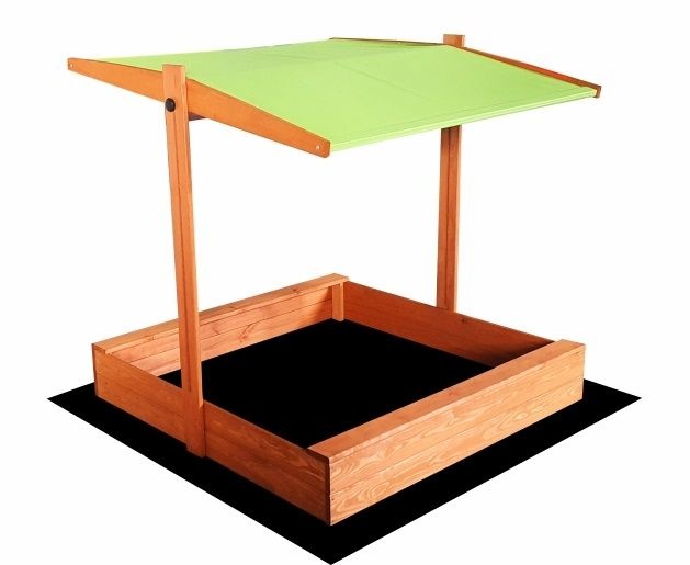Zandbak - met deksel en dak - hout - 120x120 cm - groen