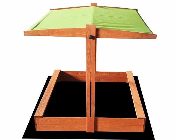Zandbak - met deksel en dak - hout - 120x120 cm - groen