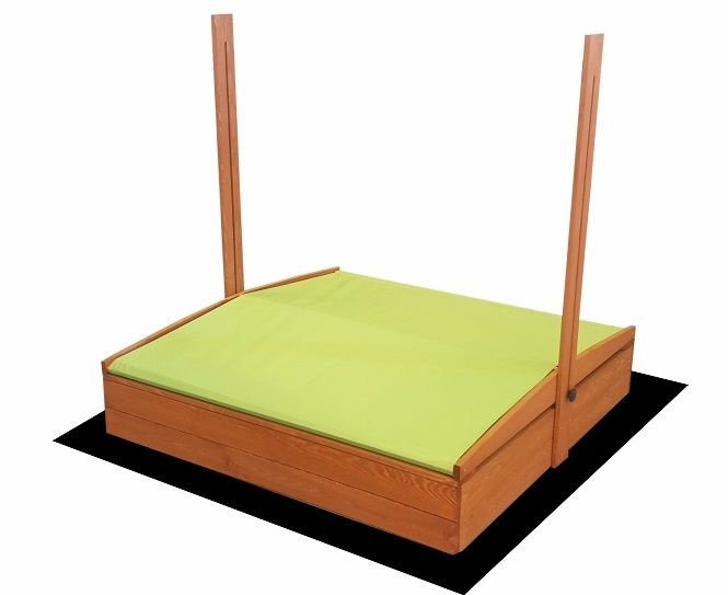 Zandbak - met deksel en dak - hout - 120x120 cm - groen