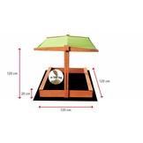 Zandbak - met deksel en dak - hout - 120x120 cm - groen