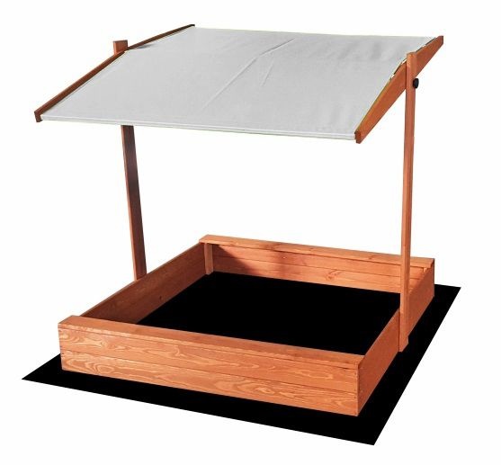 Zandbak - met deksel en dak - hout - 120x120 cm - grijs