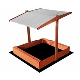 Zandbak - met deksel en dak - hout - 120x120 cm - grijs