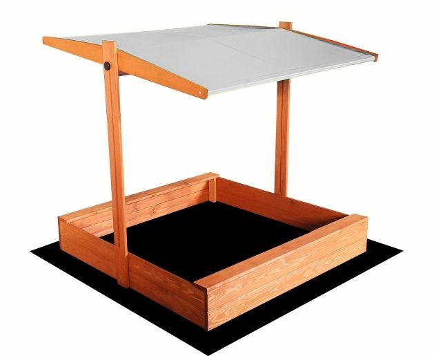 Zandbak - met deksel en dak - hout - 120x120 cm - grijs