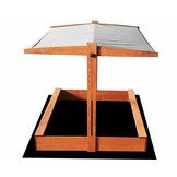 Zandbak - met deksel en dak - hout - 120x120 cm - grijs