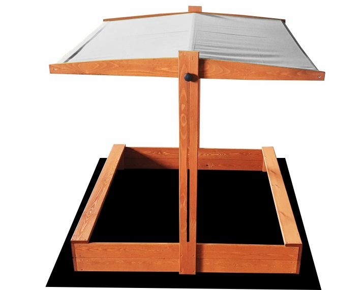 Zandbak - met deksel en dak - hout - 120x120 cm - grijs