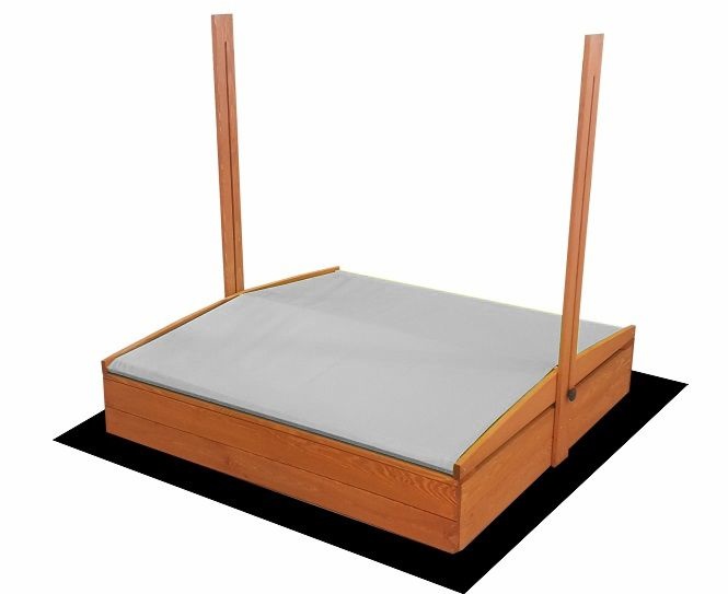 Zandbak - met deksel en dak - hout - 120x120 cm - grijs