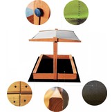 Zandbak - met deksel en dak - hout - 120x120 cm - grijs