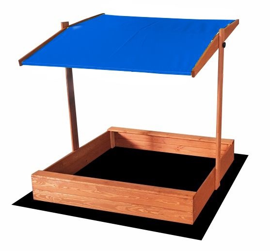 Zandbak - met deksel en dak - hout - 120x120 cm - blauw