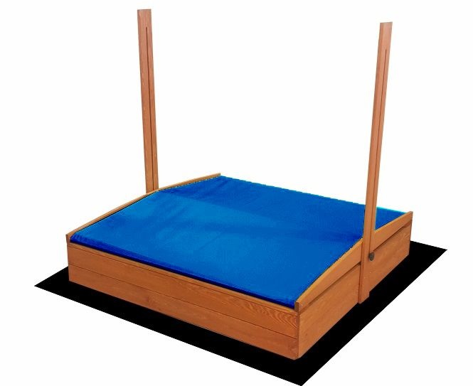 Zandbak - met deksel en dak - hout - 120x120 cm - blauw