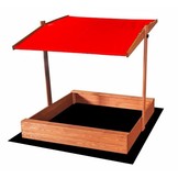 Zandbak - met deksel en dak - hout - 120x120 cm - rood